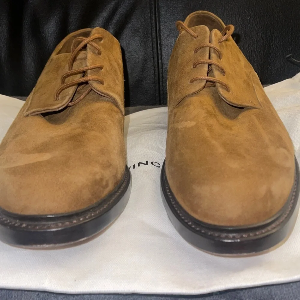 VINCE Men’s Davies Plain Toe Derby Tan Suede Oxfords Suede Size 9.5 US NWOB